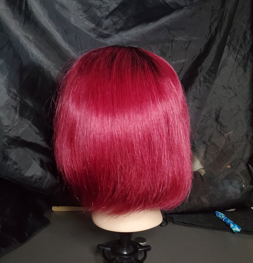 Maroon bob wig