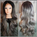 Grey ombre wavy front lace wig